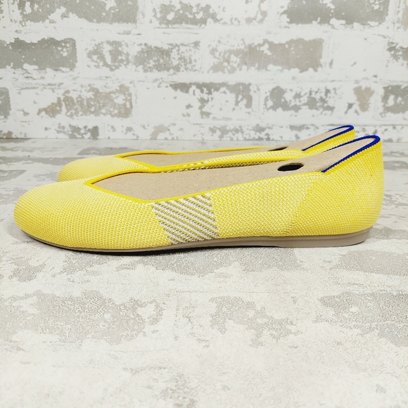 New Rothy's The Flat Lemon Stripe Slip On Round Toe Ballet Shoes W173
